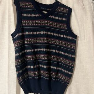 St. John's Bay Men's V-Neck Sweater Vest - Navy and Multicolor